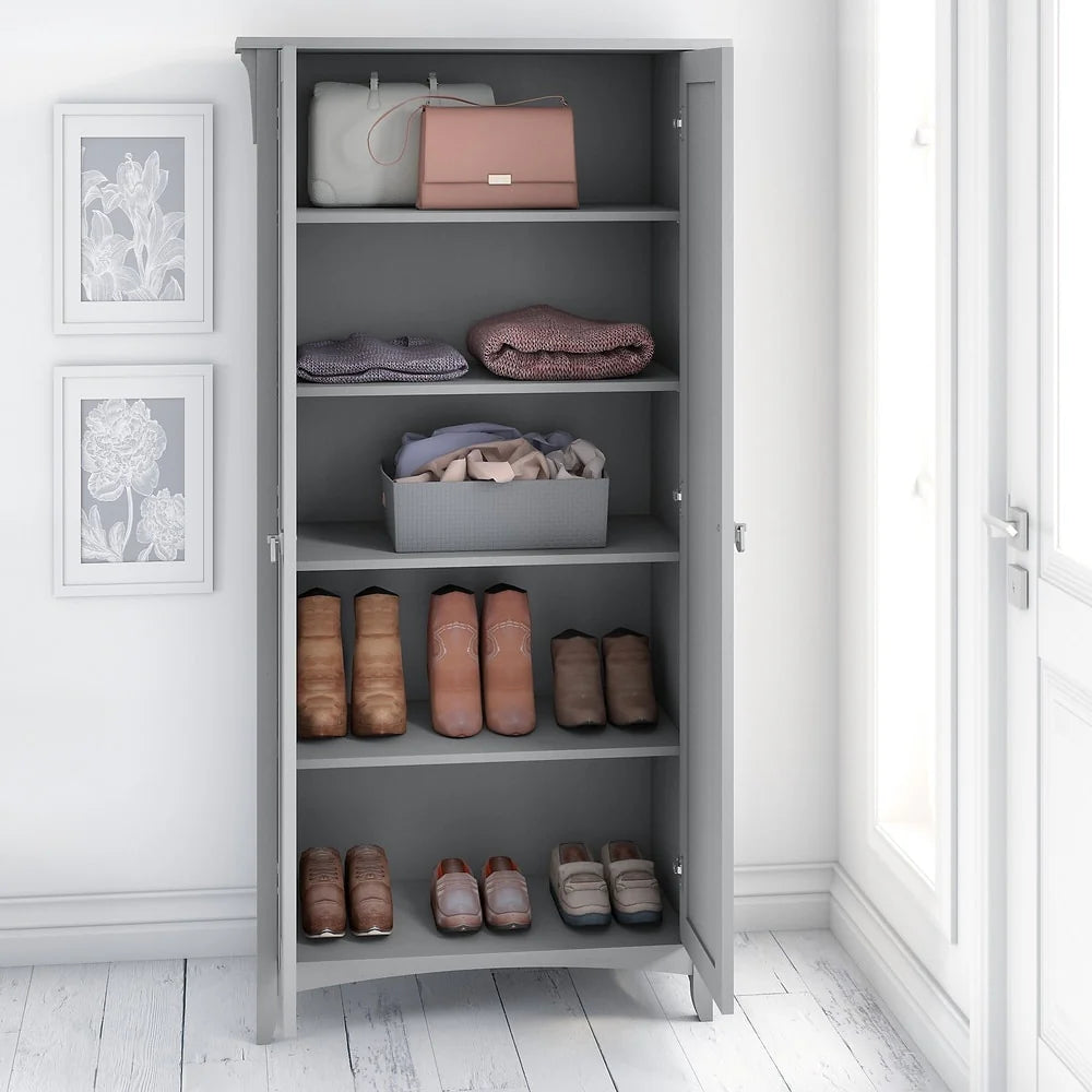 Tall Storage Cabinet with Doors, Freestanding Shelving Organizer with Adjustable Shelves for Home, Office and Living Room