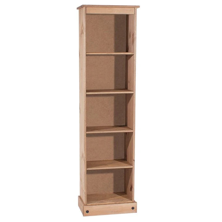 Tall Narrow Wood Bookcase, Slim Freestanding Bookshelf for Small Spaces, Home Office and Living Room