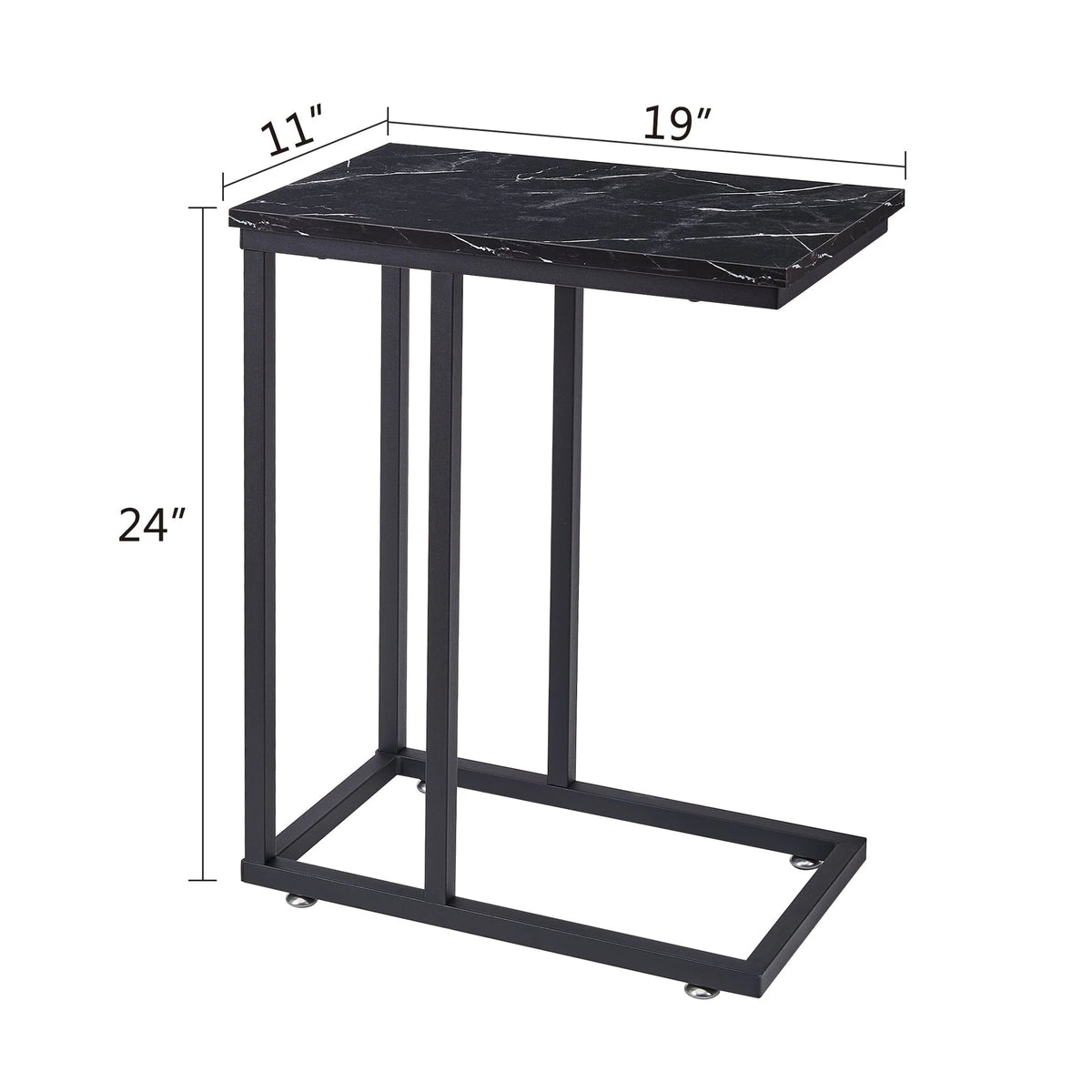Set of 2 C-Shaped Sofa Side Tables, Small End Tables for Living Room, Bedside and TV Tray