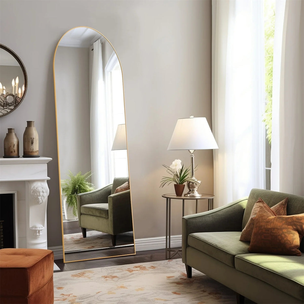 Full Length Mirror with Stand, Aluminum Alloy Frame Full Body Floor Mirror for Bedroom and Cloakroom