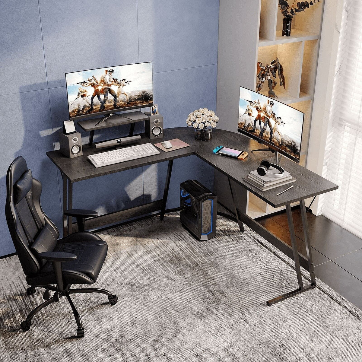 L-Shaped Gaming Desk, Computer Corner Desk and Office Writing Desk for Home