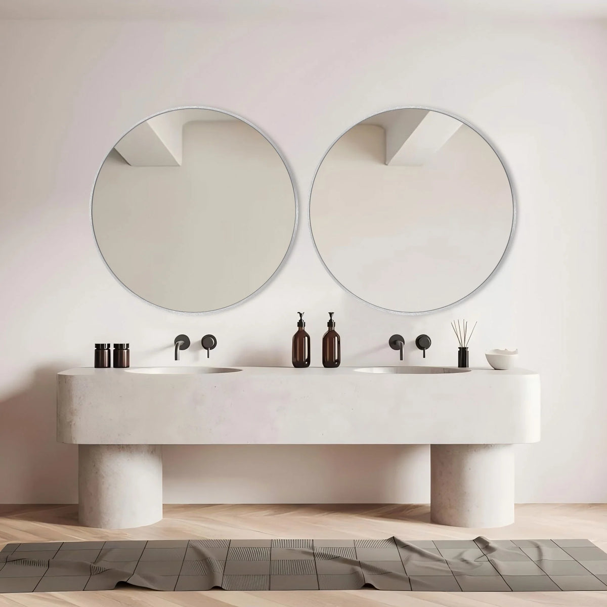 Modern Round Bathroom Vanity Mirror, Wall Mounted Circular Mirror for Bathroom, Bedroom and Home Decor