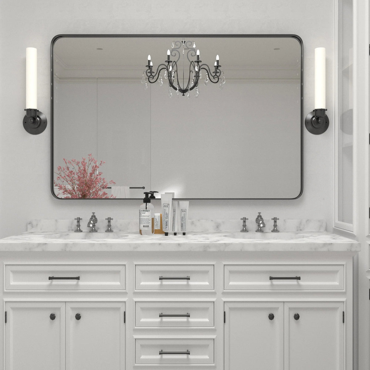 Wall Mirror Vanity Mirror, Bathroom Mirror with Rounded Corners, 1 Piece