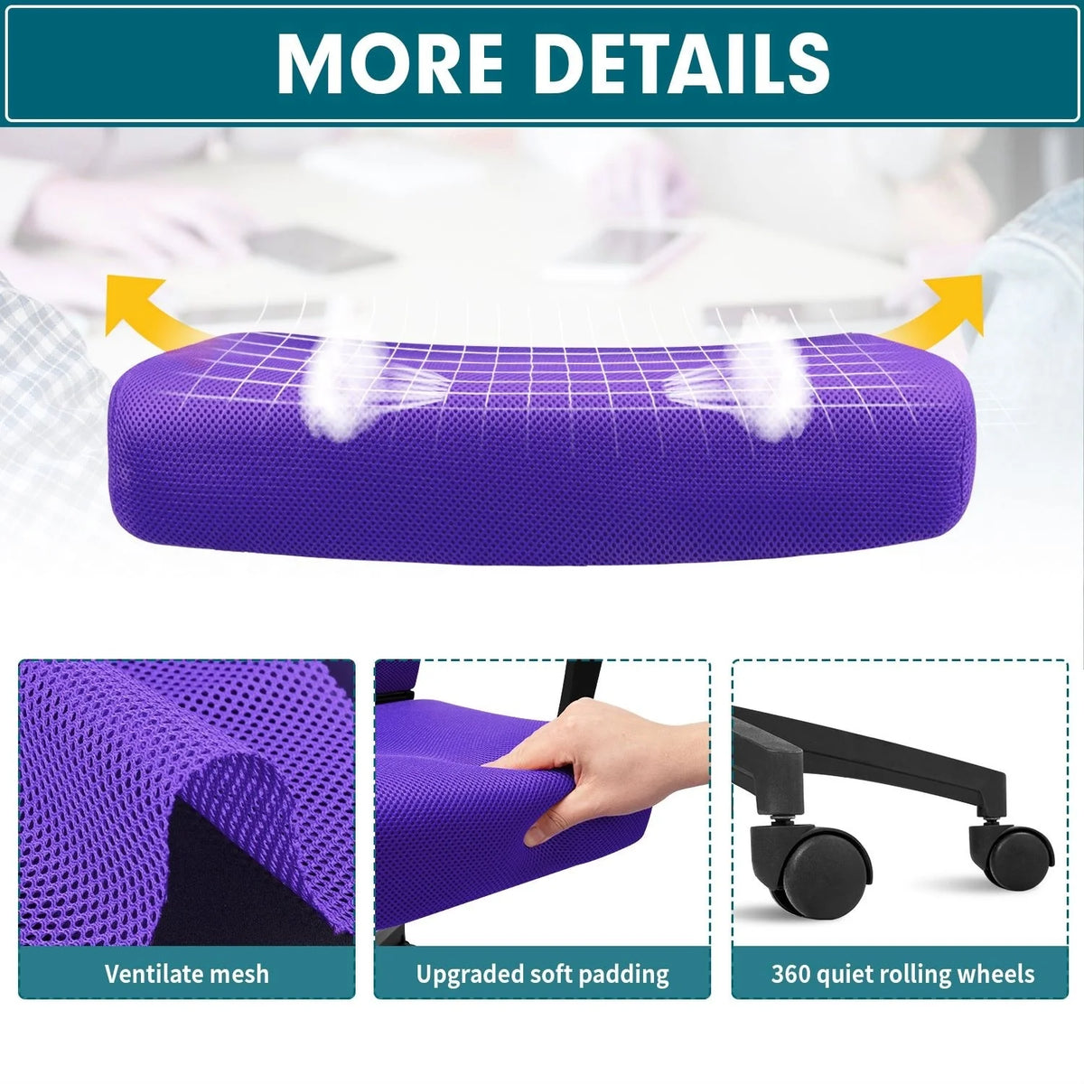 Ergonomic Mesh Office Chair with Lumbar Support, Breathable Computer Desk Chair