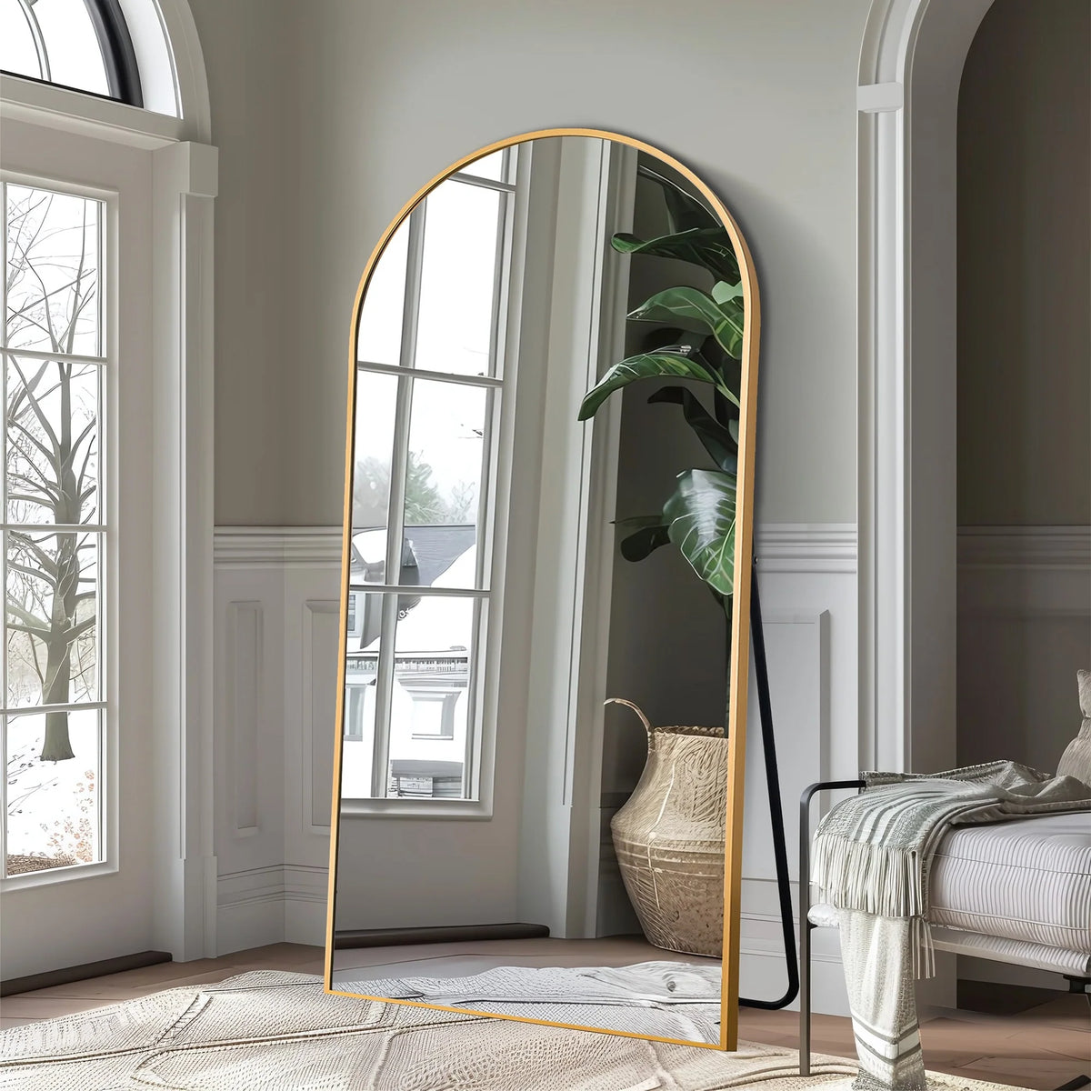 Arched Full Length Floor Mirror, Large Full Body Standing and Wall Mounted Mirror for Bedroom, Living Room and Home Decor