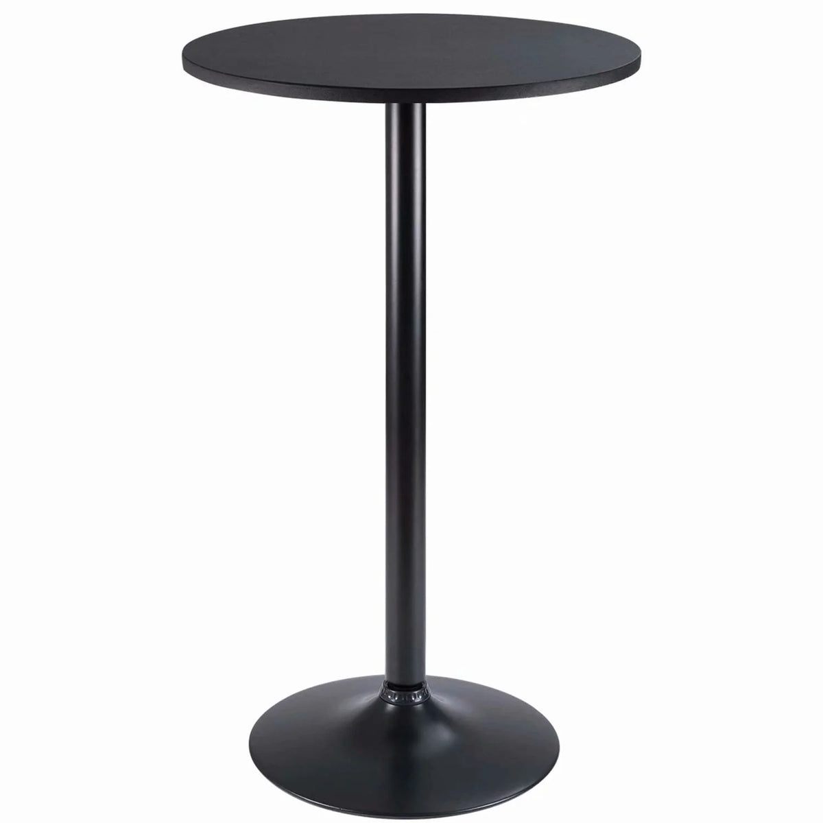 Round Bistro Pub Table, Bar Height Cocktail Table with Metal Base and MDF Top, 23.8 Inch