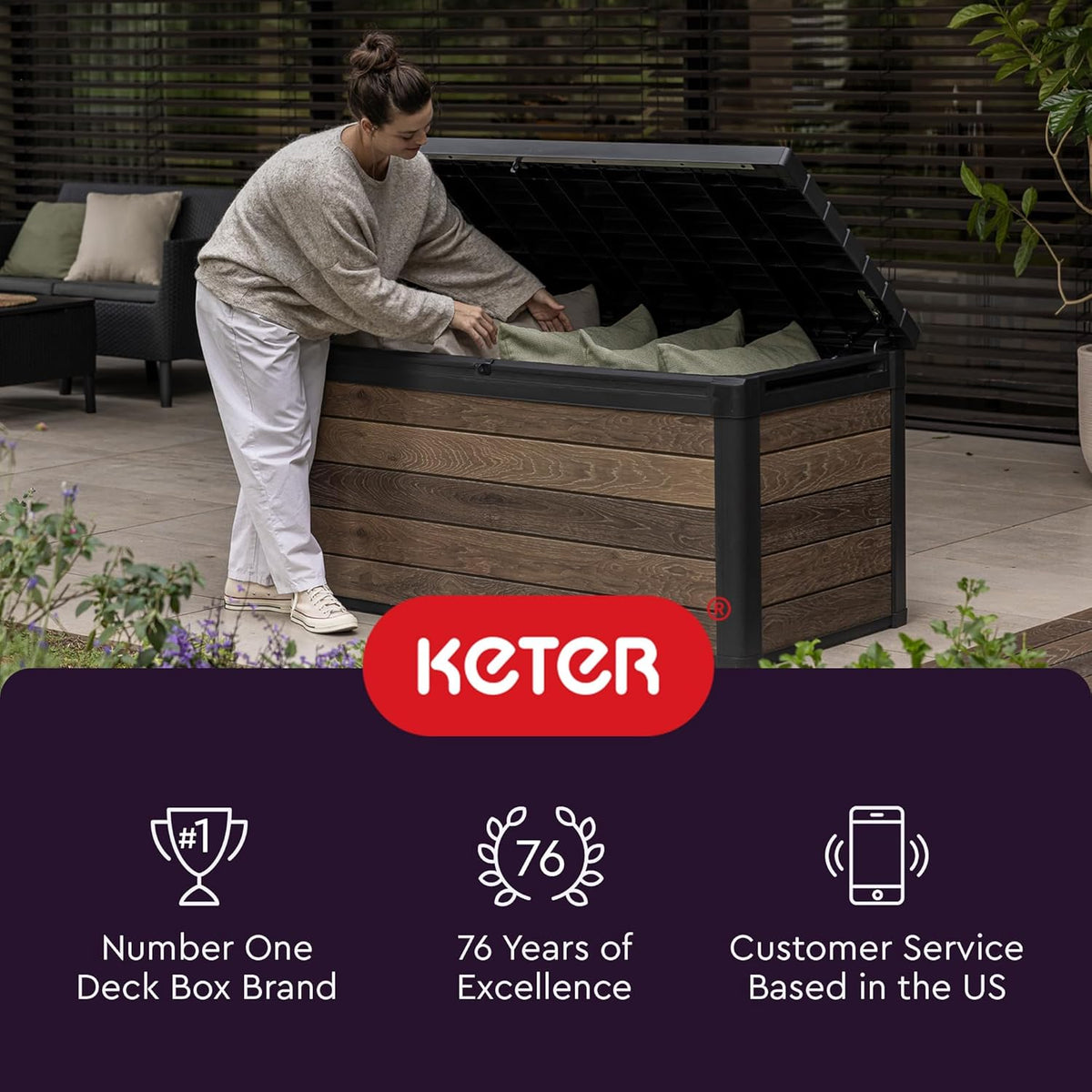 200 Gallon Resin Deck Box, Extra Large Outdoor Storage Container for Patio, Garden, Yard and Pool Area