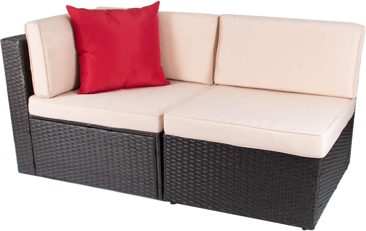 5-Piece All-Weather Patio Furniture Set with Cushions, Outdoor Wicker Conversation Sofa Set for Garden, Deck & Backyard