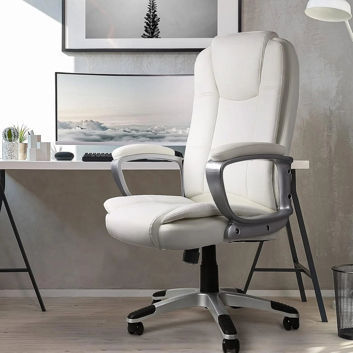 Big and Tall Executive Office Chair, High Back Ergonomic Leather Chair, 400 lb Capacity