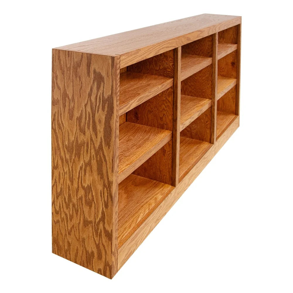 Triple Wide Wood Bookcase, 9 Shelf 36 Inch Tall Bookshelf for Home, Office and Display Storage