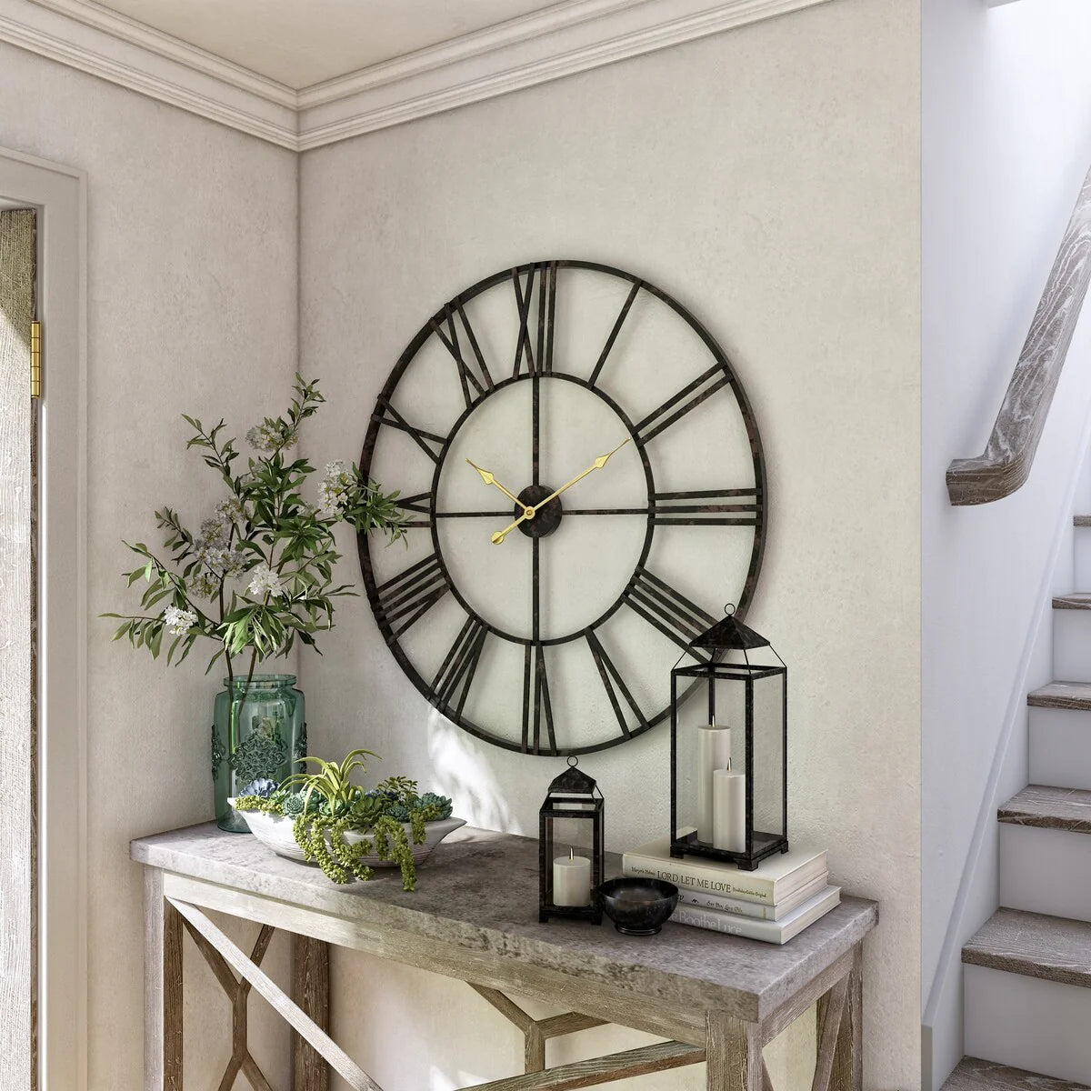 Modern Round Metal Wall Clock, Decorative Circular Hanging Clock for Living Room, Bedroom and Office