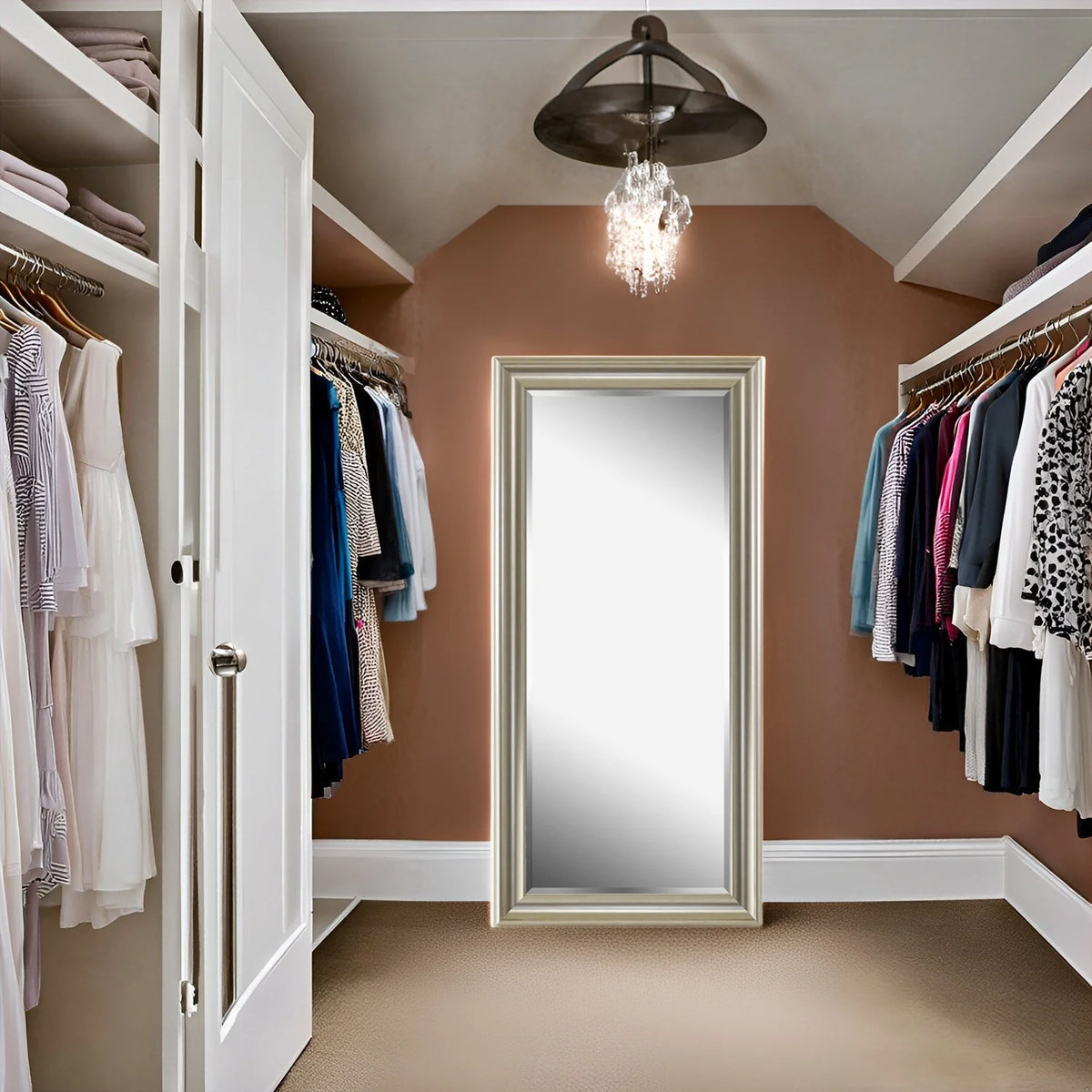 Tall Full Length Mirror, Oversized Rectangle Full Body Wall Mounted Mirror with Smooth Faux Wood Frame