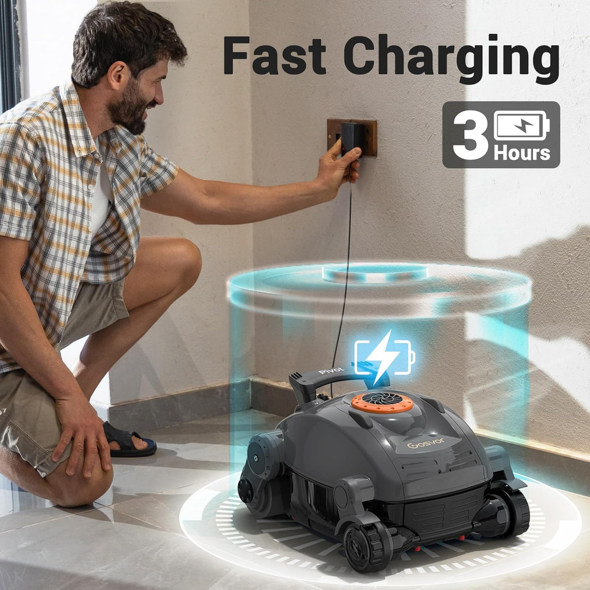 Cordless Robotic Pool Cleaner, Automatic Wall Climbing Pool Vacuum for Swimming Pool Cleaning