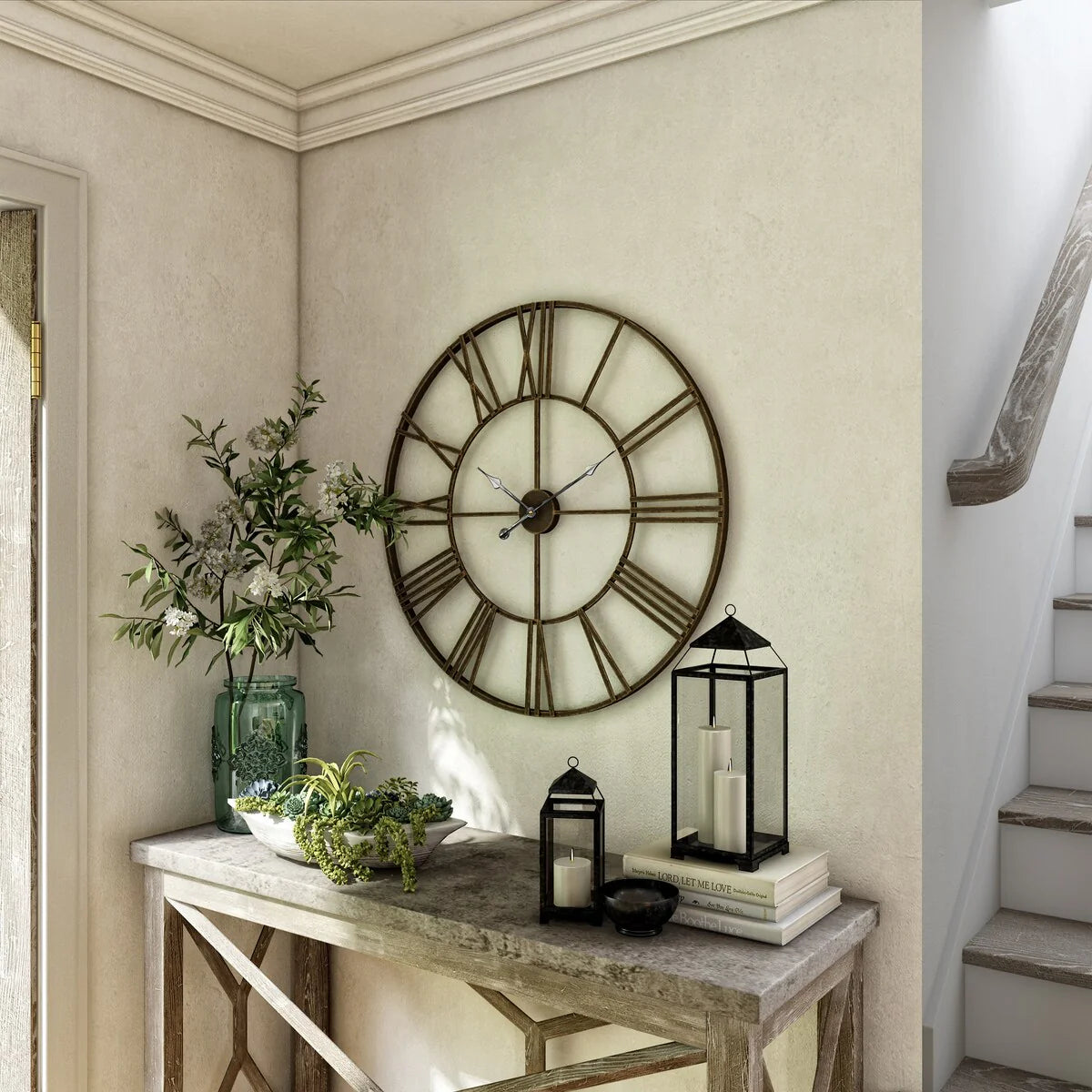 Modern Round Metal Wall Clock, Decorative Circular Hanging Clock for Living Room, Bedroom and Office
