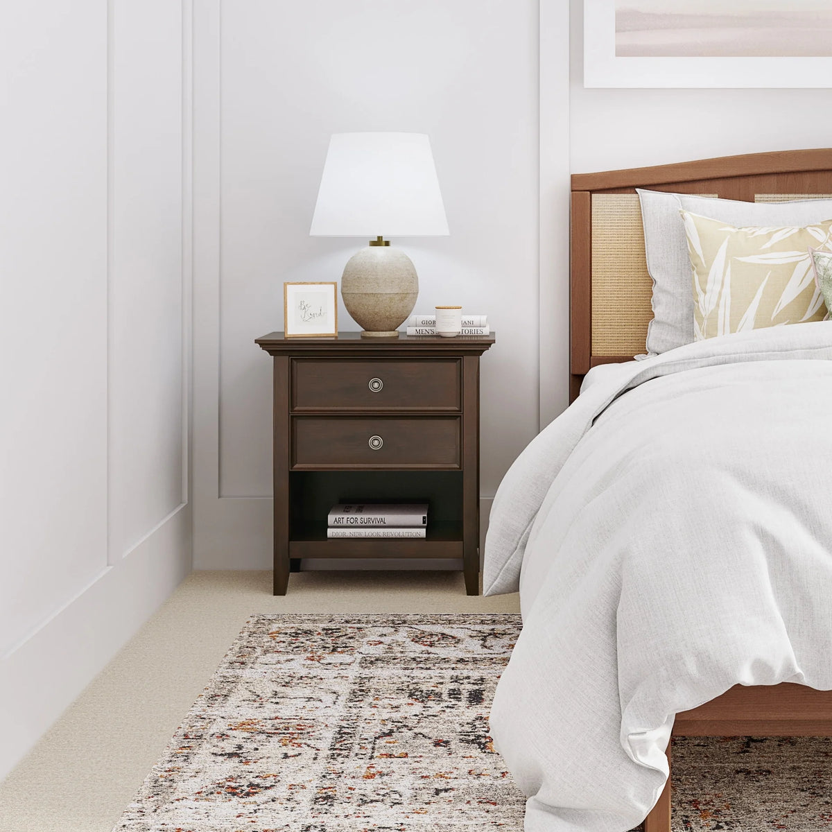 24 Inch Wide Solid Wood Nightstand, Bedside Table and Bedroom End Table