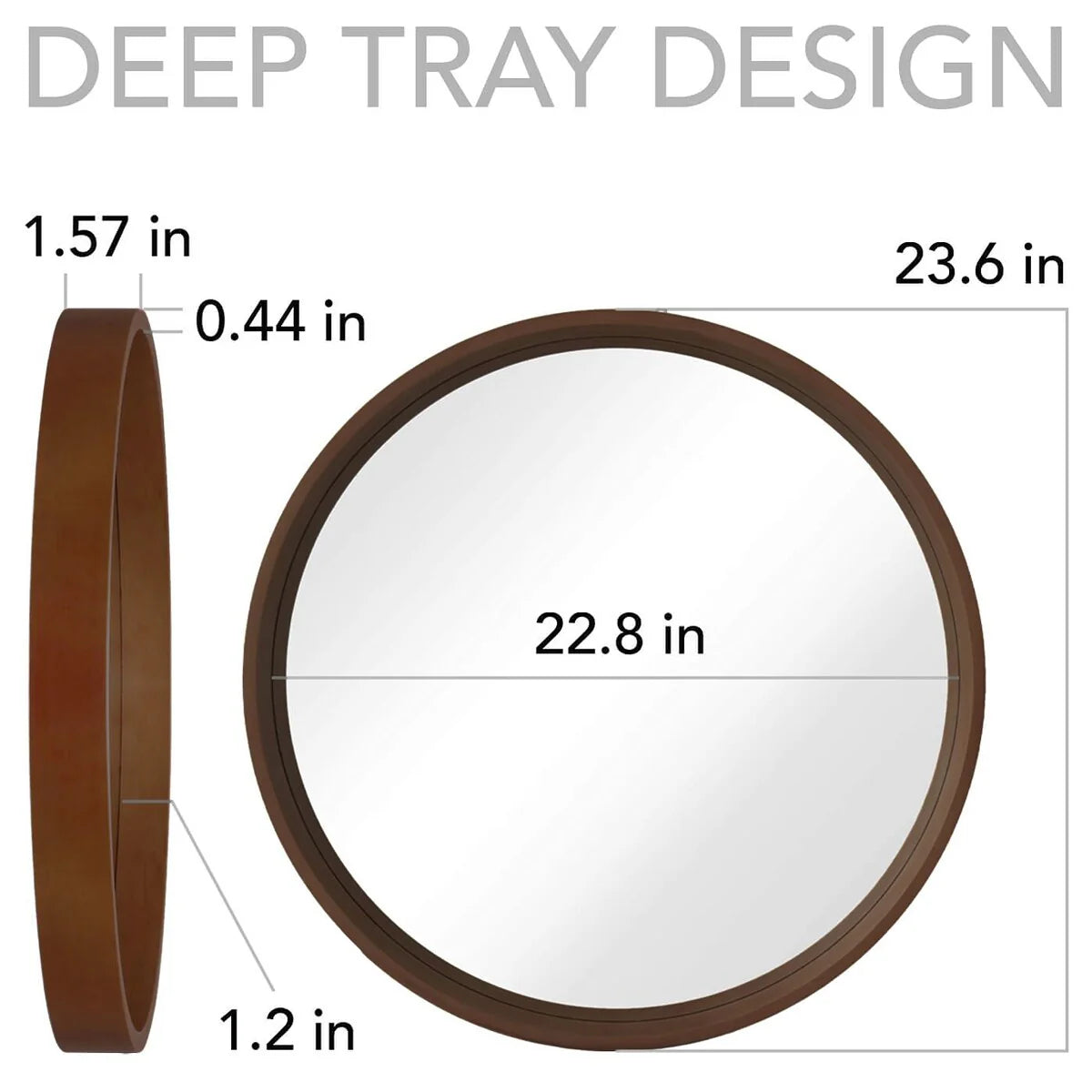 Classic Farmhouse Round Wall Mirror, Wooden Frame Decorative Accent Mirror for Living Room, Bedroom and Entryway