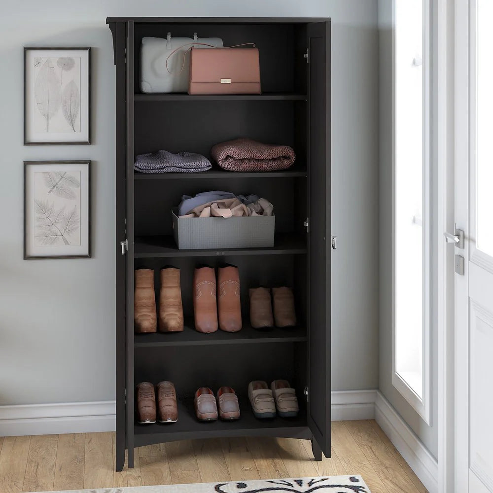 Tall Storage Cabinet with Doors, Freestanding Shelving Organizer with Adjustable Shelves for Home, Office and Living Room