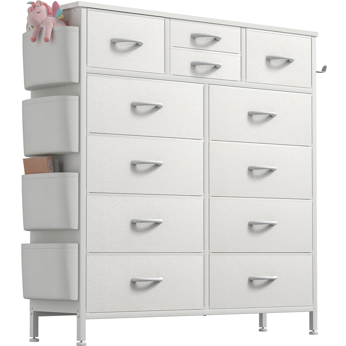 12 Drawer Fabric Dresser, Tall Bedroom Chest of Drawers with Storage