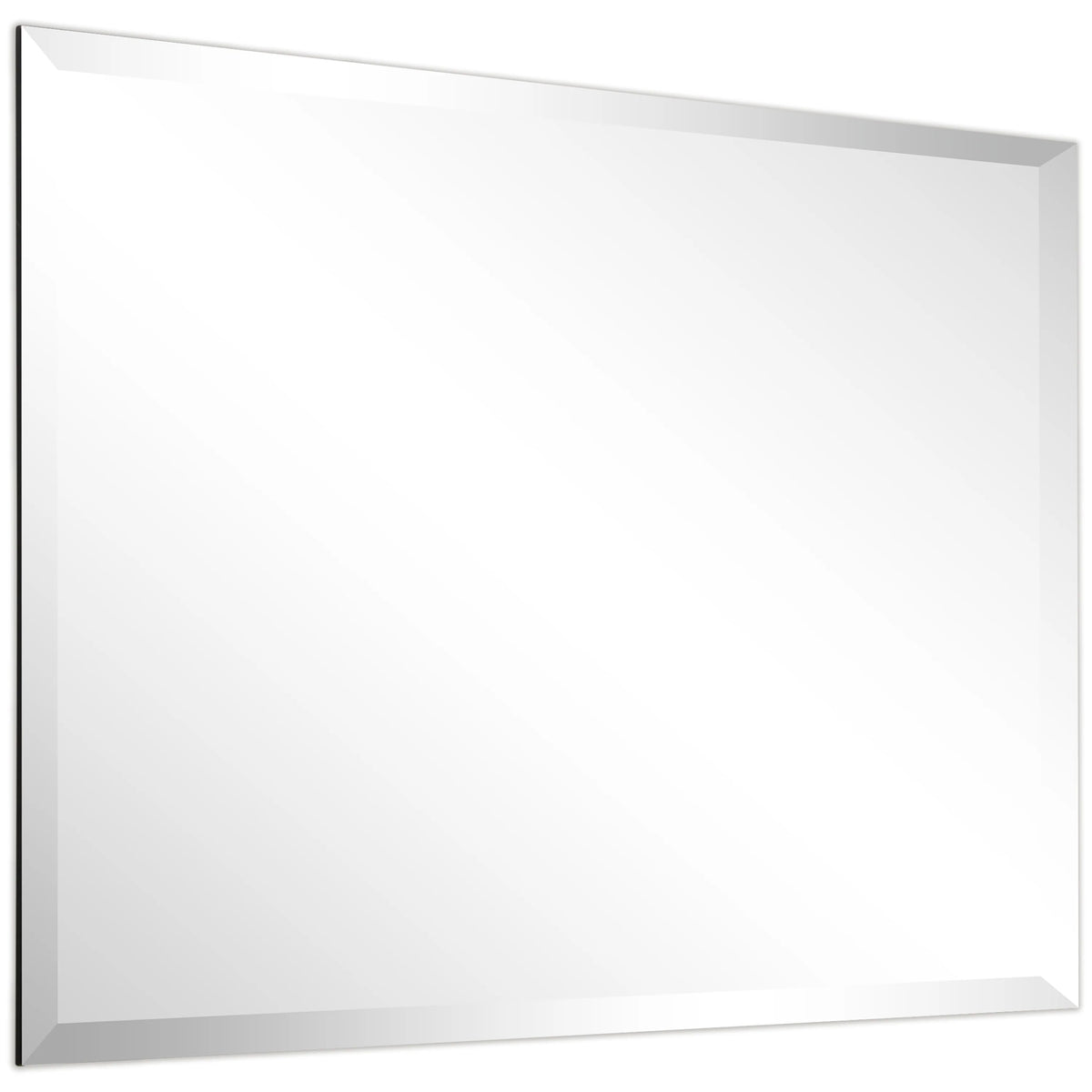 Frameless Beveled Prism Wall Mirror, Clear Square or Rectangular Decorative Mirror for Bathroom, Bedroom and Home Decor