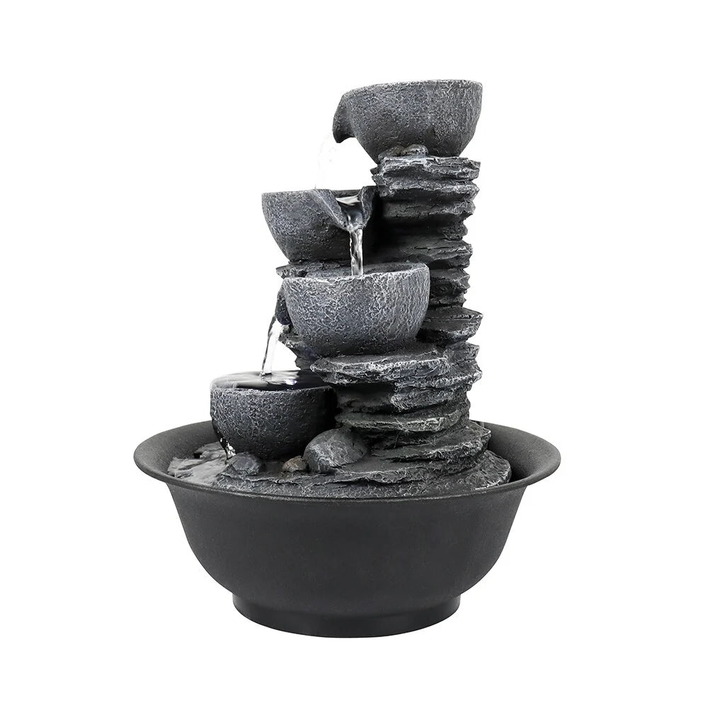 4-Tier Indoor Water Fountain, Relaxing Waterfall Feature for Home, Living Room and Bedroom Decor
