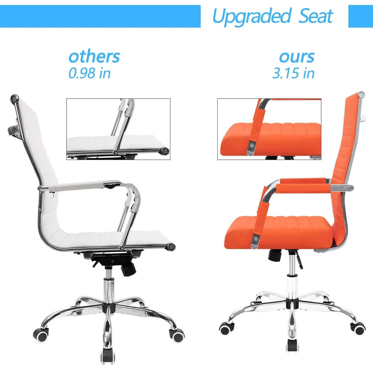 Ergonomic Ribbed Office Chair, Modern Computer Desk Chair with Comfortable Upholstered Seat for Home and Office