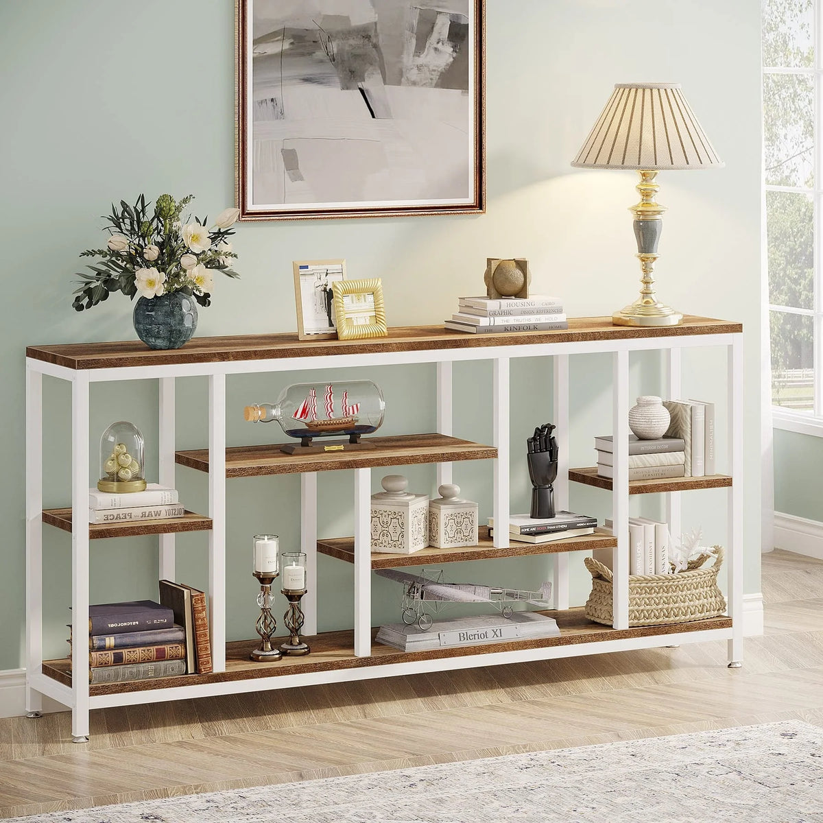 70.9 Inch Console Sofa Table with Storage, 3-Tier Entryway Table for Hallway