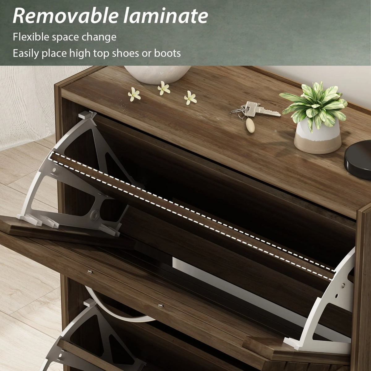 Modern Shoe Storage Cabinet for Entryway and Hallway, Space-Saving Shoe Organizer