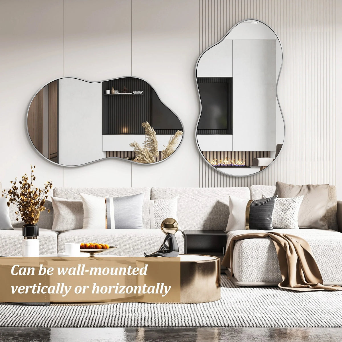 Asymmetrical Irregular Wall Mirror, Modern Decorative Accent Mirror for Living Room, Bedroom and Entryway