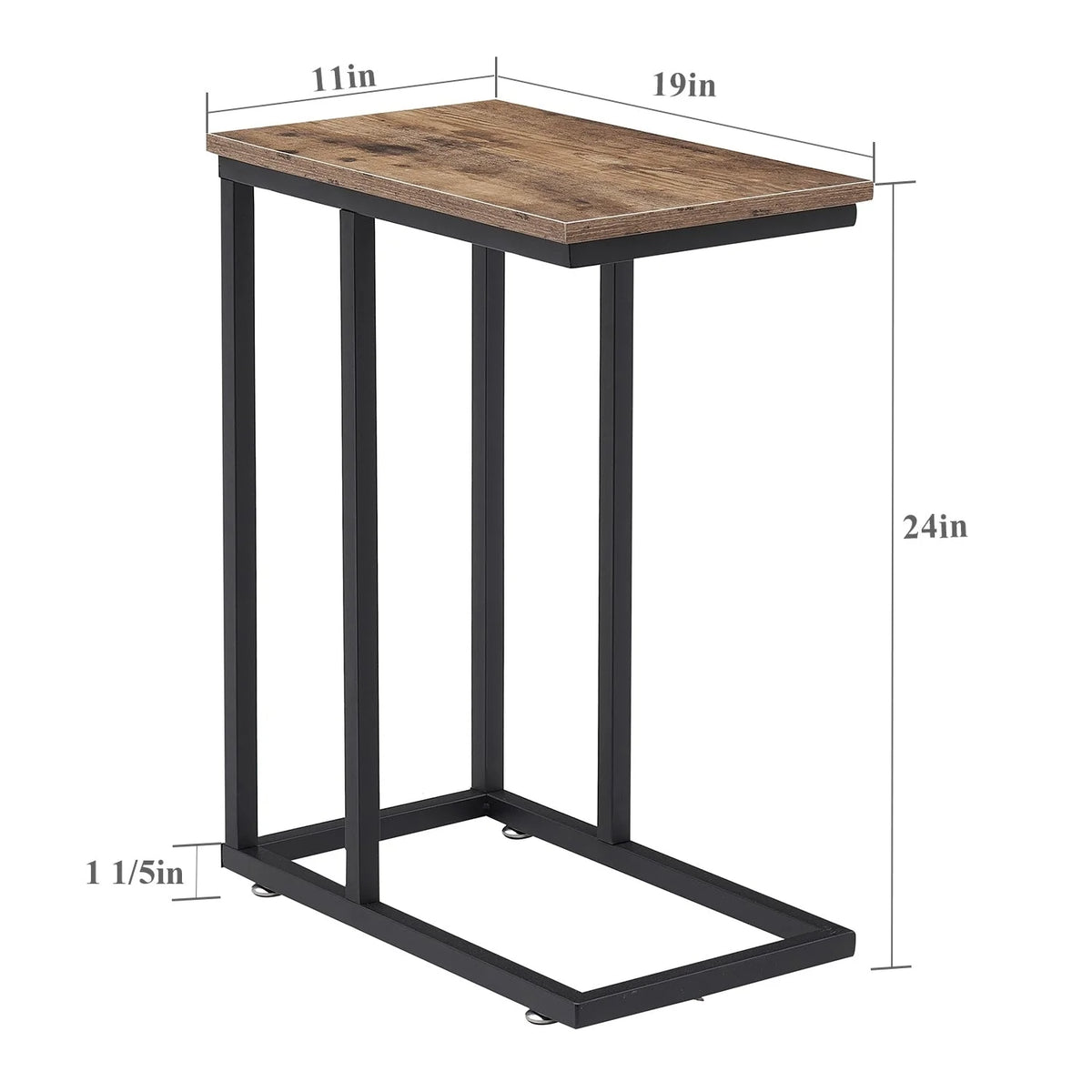 Set of 2 C-Shaped Sofa Side Tables, Small End Tables for Living Room, Bedside and TV Tray