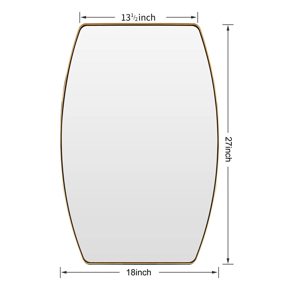 Modern Oblong Metal Wall Mirror, Decorative Elongated Hanging Mirror for Living Room, Bedroom and Entryway
