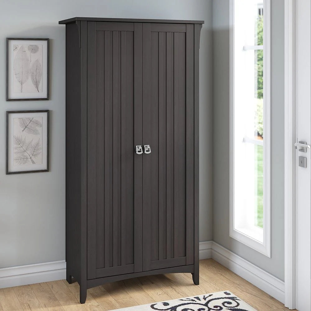 Tall Storage Cabinet with Doors, Freestanding Shelving Organizer with Adjustable Shelves for Home, Office and Living Room