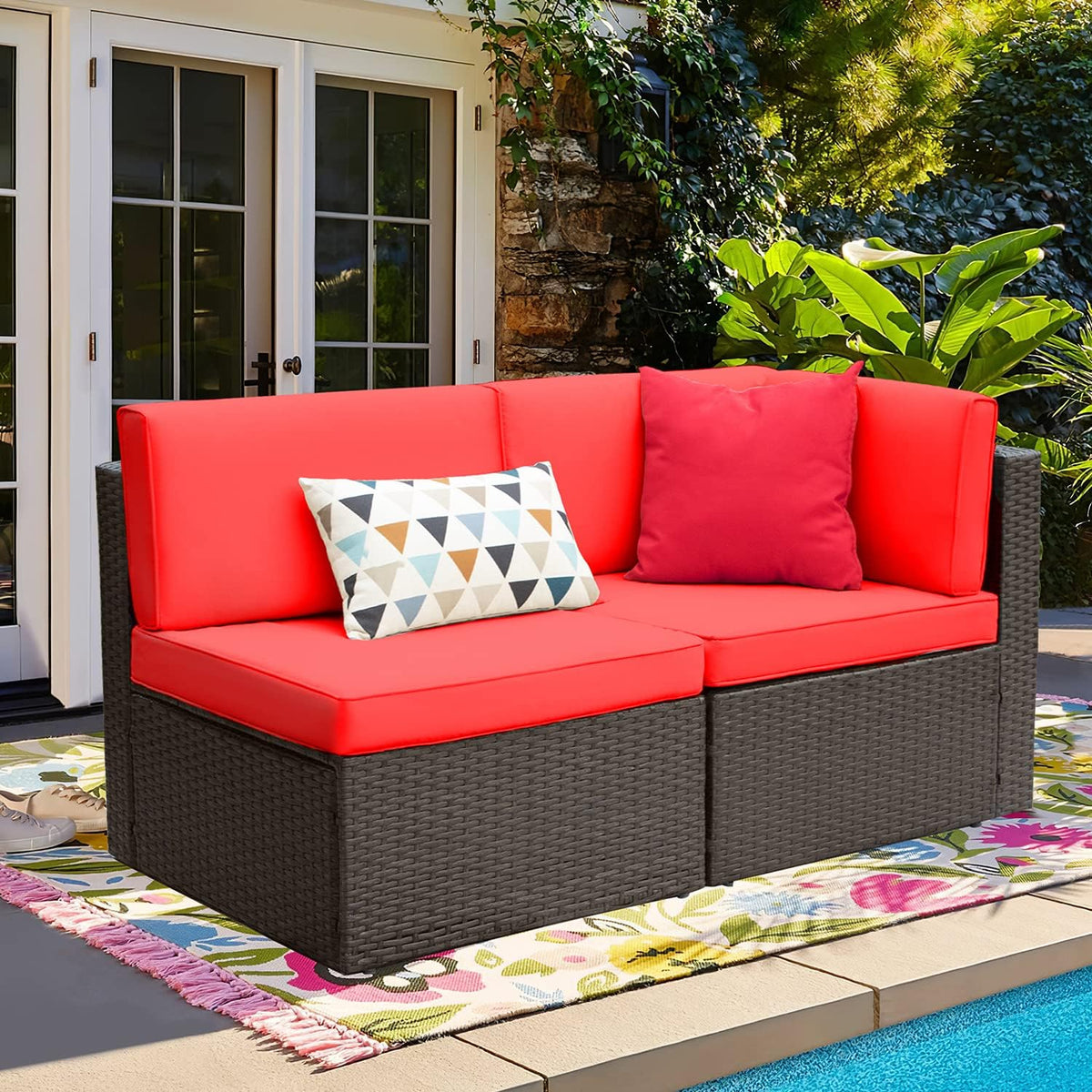 5-Piece All-Weather Patio Furniture Set with Cushions, Outdoor Wicker Conversation Sofa Set for Garden, Deck & Backyard