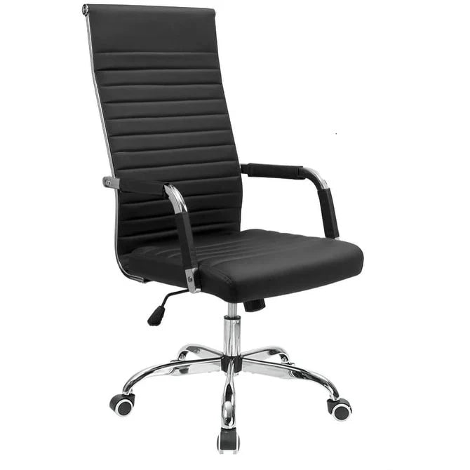Ribbed High Back Office Chair, Ergonomic Conference Desk Chair for Home Office, Meeting Room and Workspace