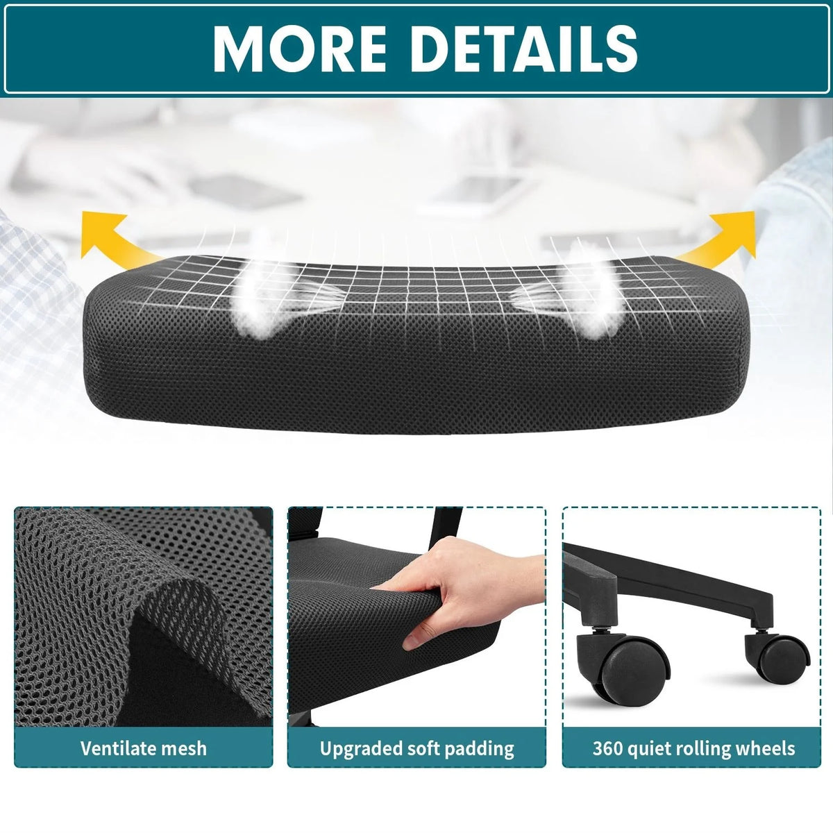 Ergonomic Mesh Office Chair with Lumbar Support, Breathable Computer Desk Chair