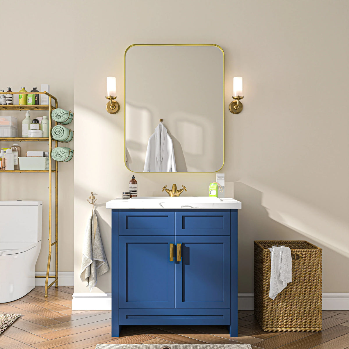 Aluminum Alloy Rounded Corner Vanity Mirror, Modern Wall Mounted Mirror for Bathroom, Bedroom and Home Decor