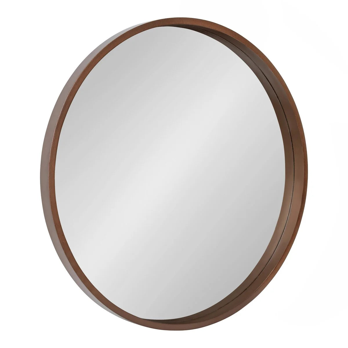 Round Wood Accent Wall Mirror, Modern Decorative Wooden Frame Mirror for Living Room, Bedroom and Entryway