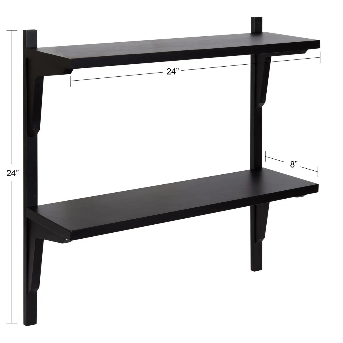 Mid-Century Wall Shelves, 24x8x24 Inch Decorative Wall Mounted Storage and Display Shelving for Home Decor