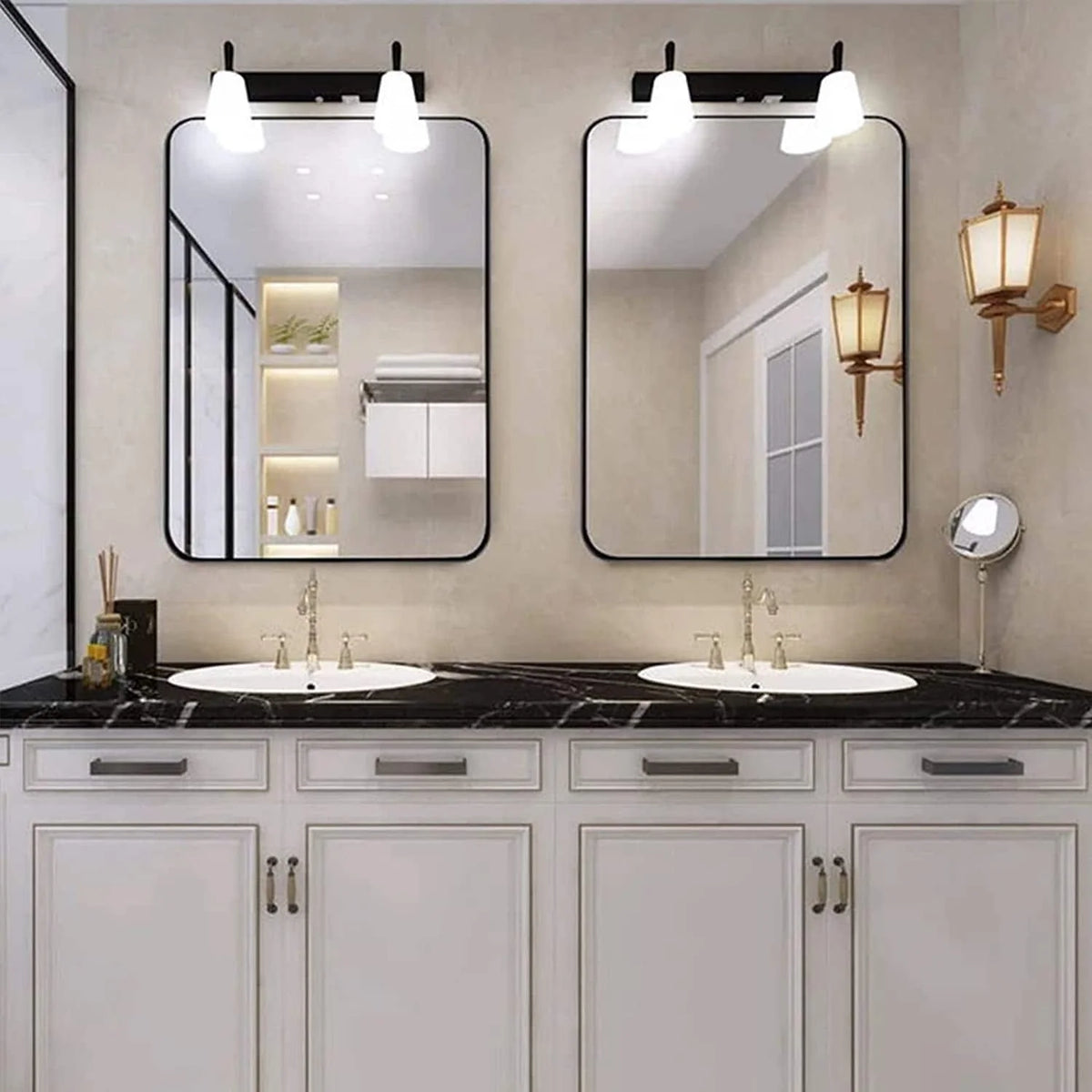 Aluminum Alloy Rounded Corner Vanity Mirror, Modern Wall Mounted Mirror for Bathroom, Bedroom and Home Decor