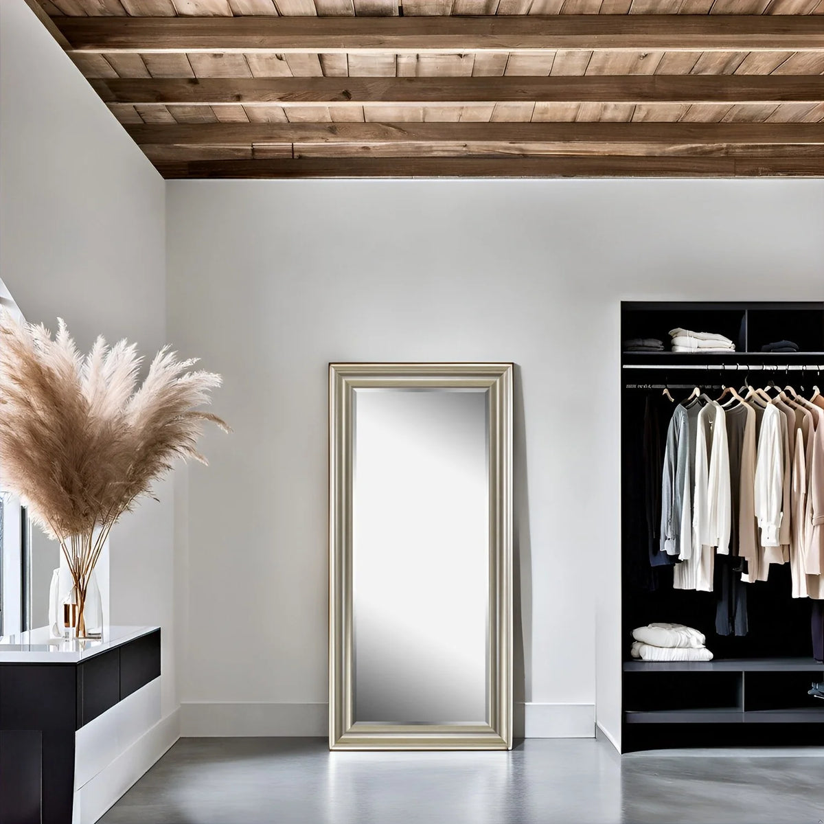 Tall Full Length Mirror, Oversized Rectangle Full Body Wall Mounted Mirror with Smooth Faux Wood Frame