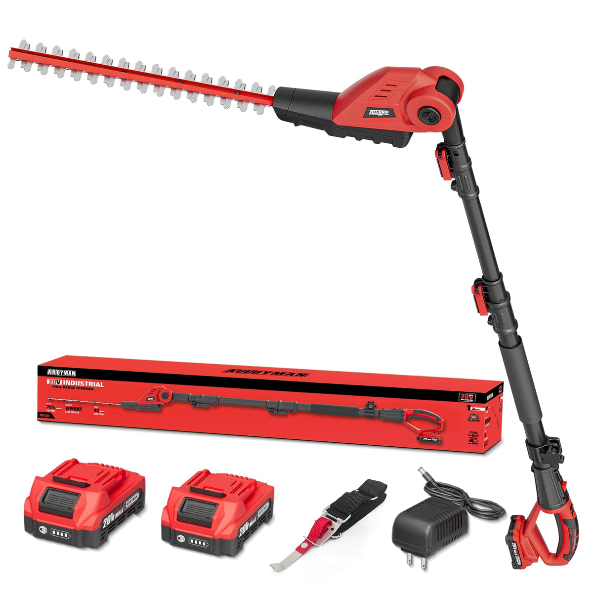 20V MAX Cordless Pole Hedge Trimmer, 2 x 2.0Ah Batteries and Charger Included