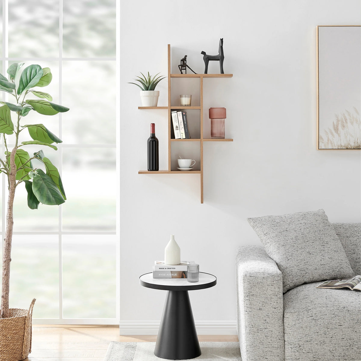 Cantilever Floating Wall Shelf, Modern Decorative Display Shelf for Living Room, Bedroom and Home Storage