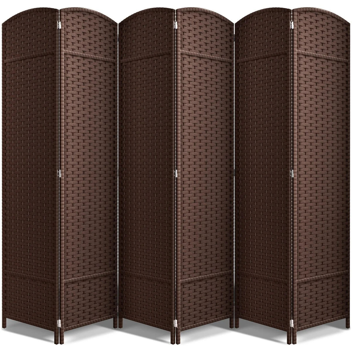 6 Panel Room Divider, 6ft Tall Extra Wide Folding Privacy Screen with Hand-Woven Mesh Panels