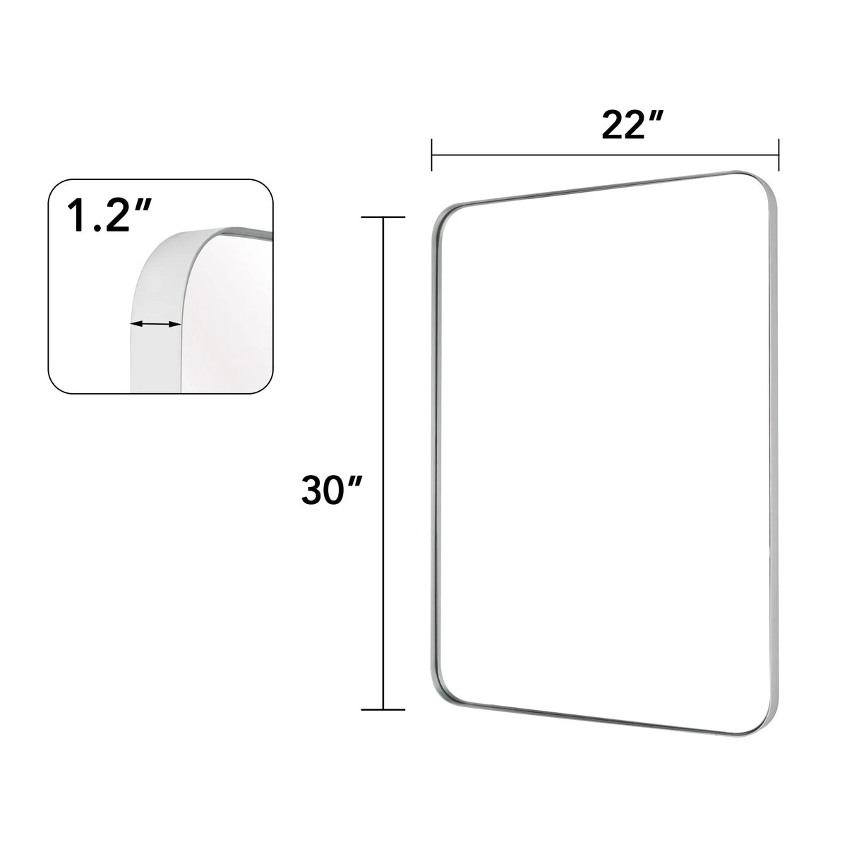 Wall Mirror Vanity Mirror, Bathroom Mirror with Rounded Corners, 1 Piece