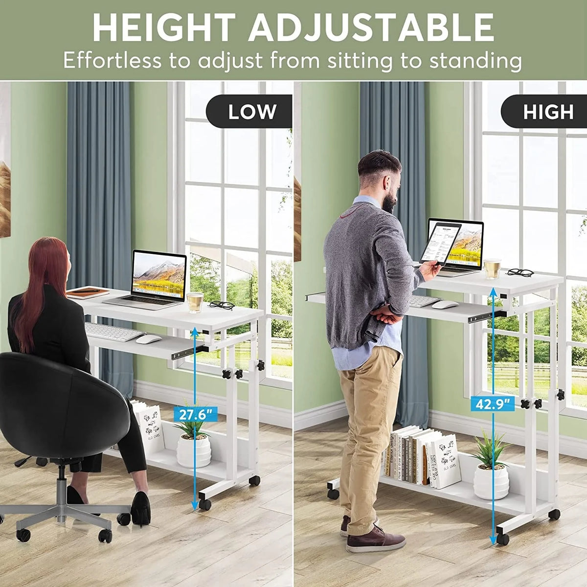 Height Adjustable Laptop Desk, Portable Sofa and Bed Table for Work and Study