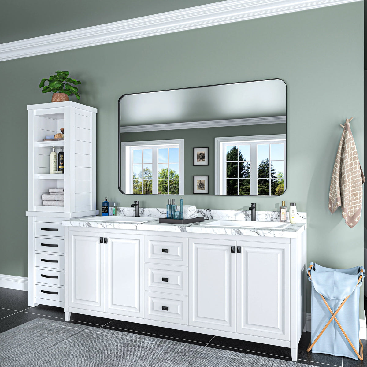 Aluminum Alloy Rounded Corner Vanity Mirror, Modern Wall Mounted Mirror for Bathroom, Bedroom and Home Decor