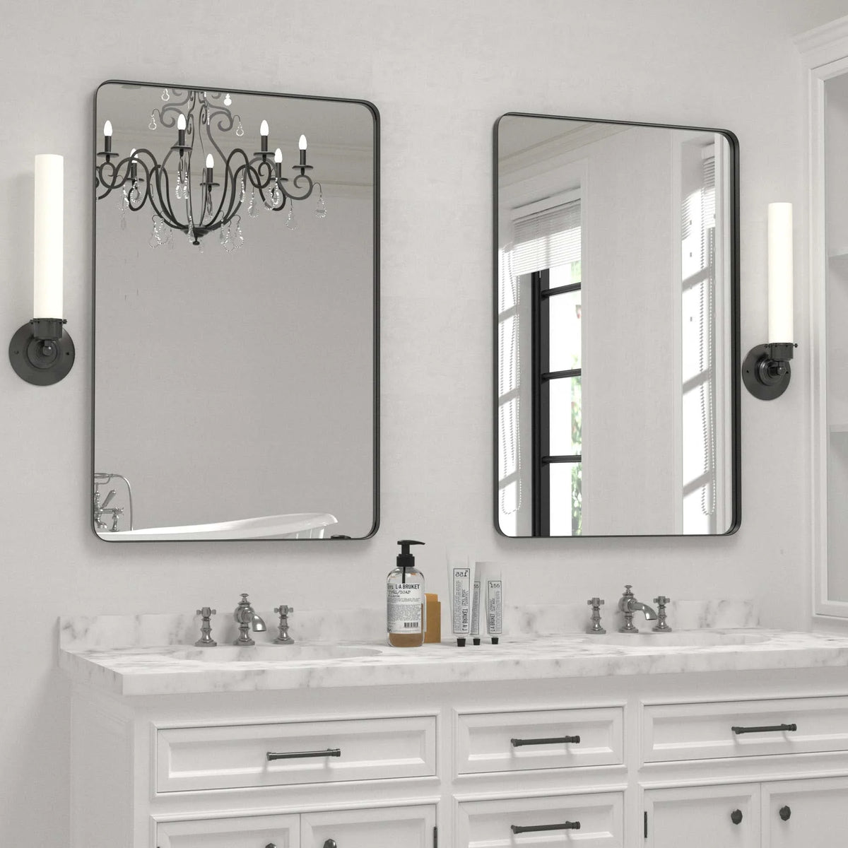 Wall Mirror Vanity Mirror, Bathroom Mirror with Rounded Corners, 1 Piece