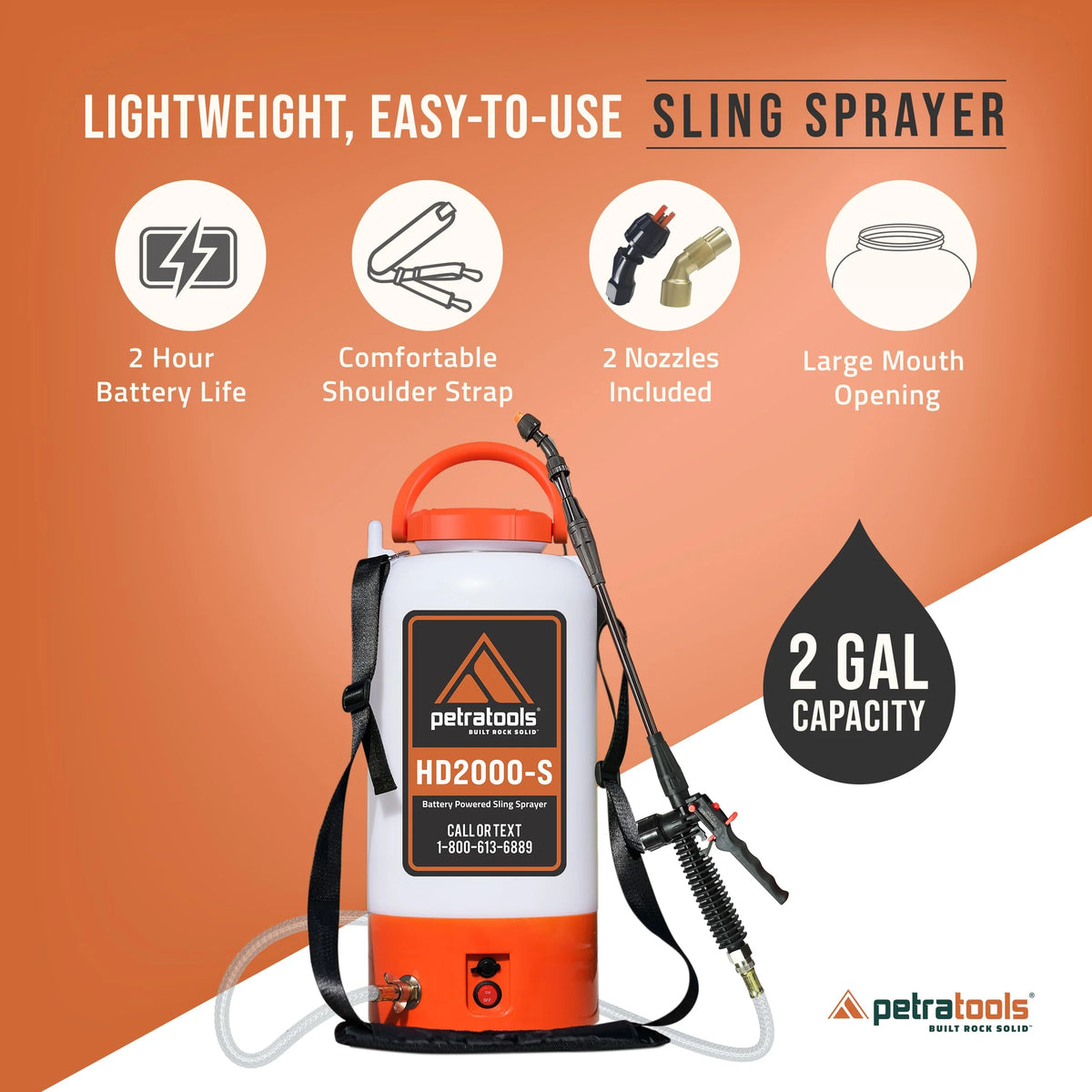 2 Gallon Battery Powered Sprayer, Rechargeable Cordless Electric Pump Sprayer for Garden, Lawn and Outdoor Use