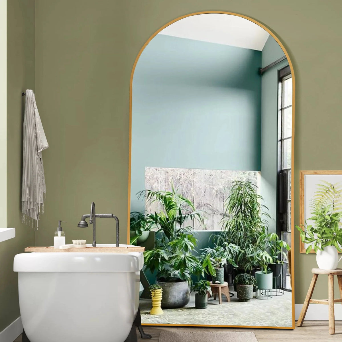 Arched Full Length Floor Mirror, Large Full Body Standing and Wall Mounted Mirror for Bedroom, Living Room and Home Decor