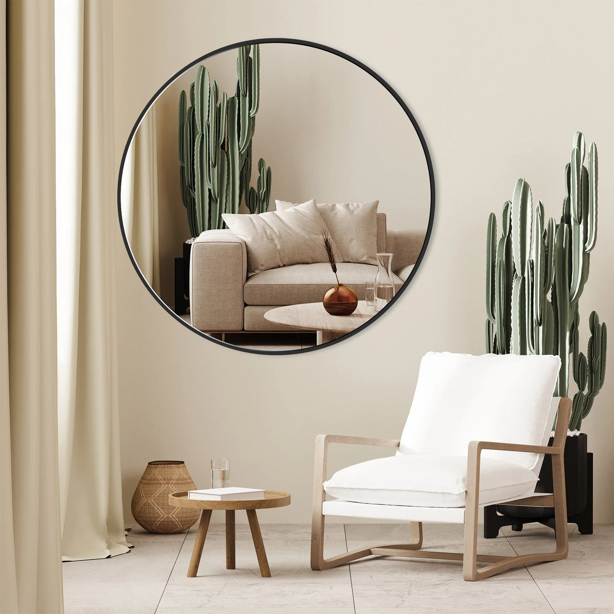 Modern Round Bathroom Vanity Mirror, Wall Mounted Circular Mirror for Bathroom, Bedroom and Home Decor