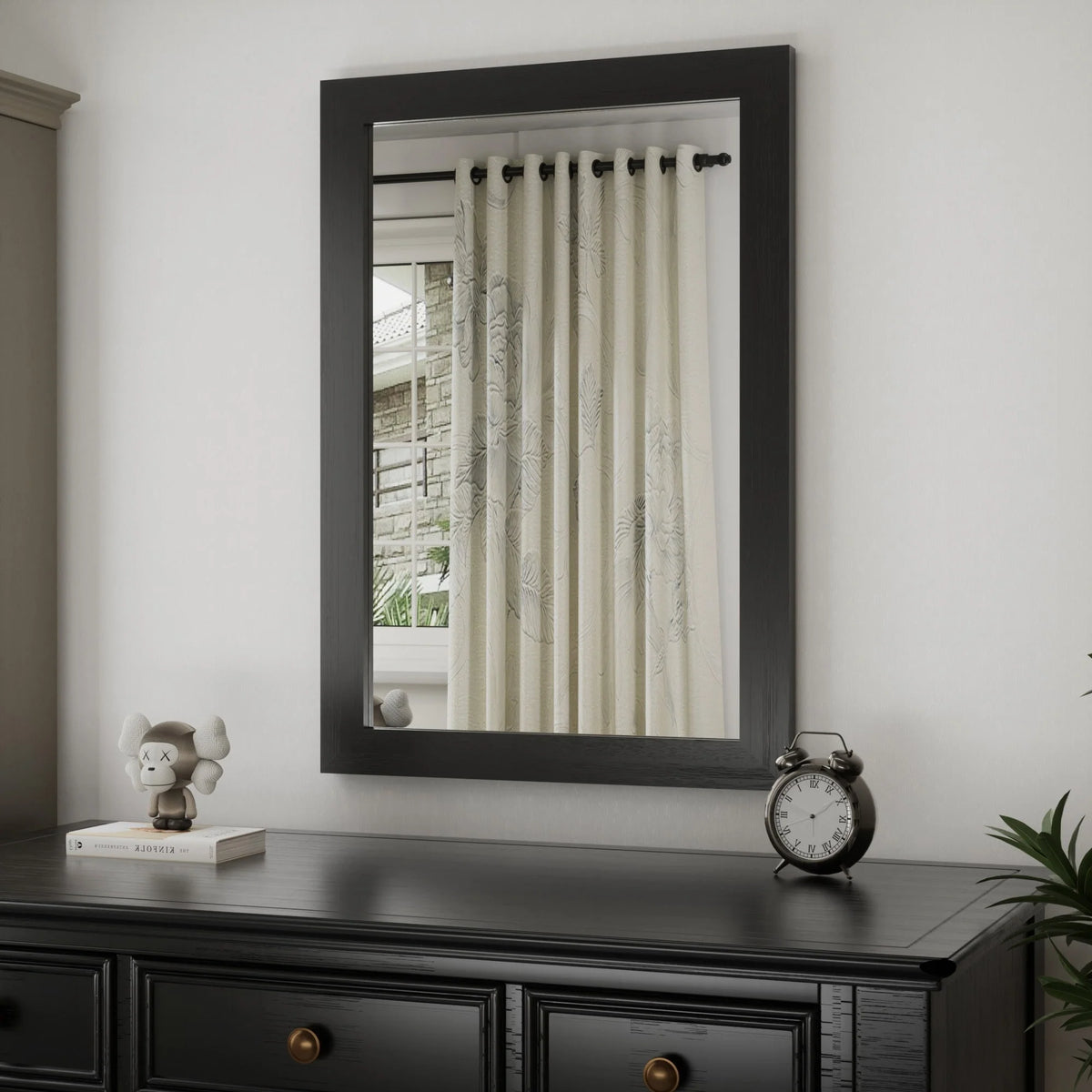 Modern Rectangular Wall Mirror with Wood Frame, Bathroom and Barn Door Mirror, Multiple Sizes